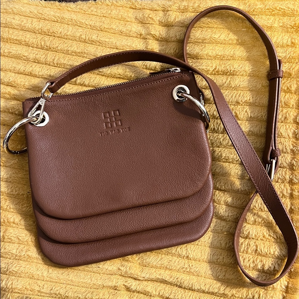 Tic Tac Toe 100% genuine pebble leather interchangeable Bag NWOT